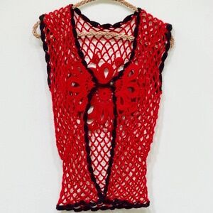 Rare Find - Vintage Hand Made Crochet Knit Vest Top Fitted Waistline